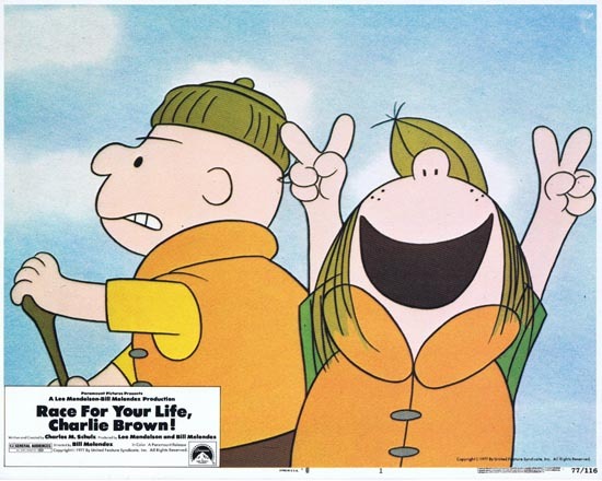 RACE FOR YOUR LIFE CHARLIE BROWN 1977 Lobby Card 1 Peanuts animation