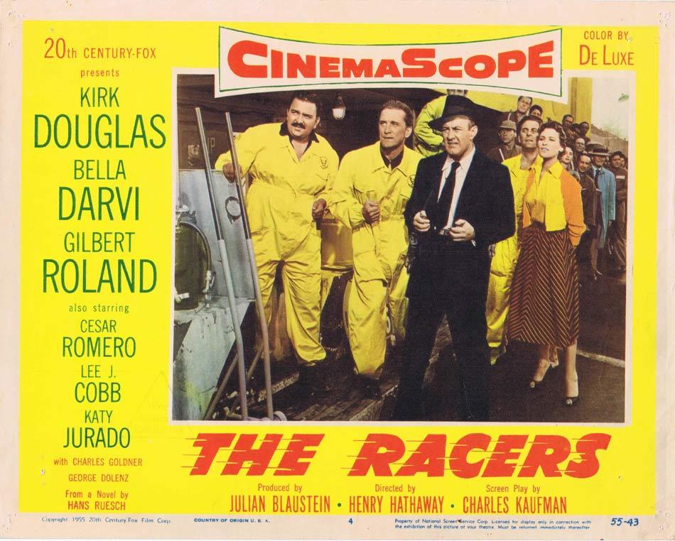 THE RACERS Lobby Card 4 Kirk Douglas Cesar Romero