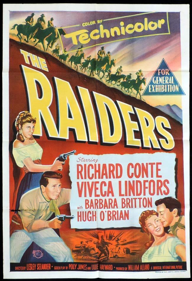 THE RAIDERS Original One sheet Movie Poster Richard Conte Viveca Lindfors