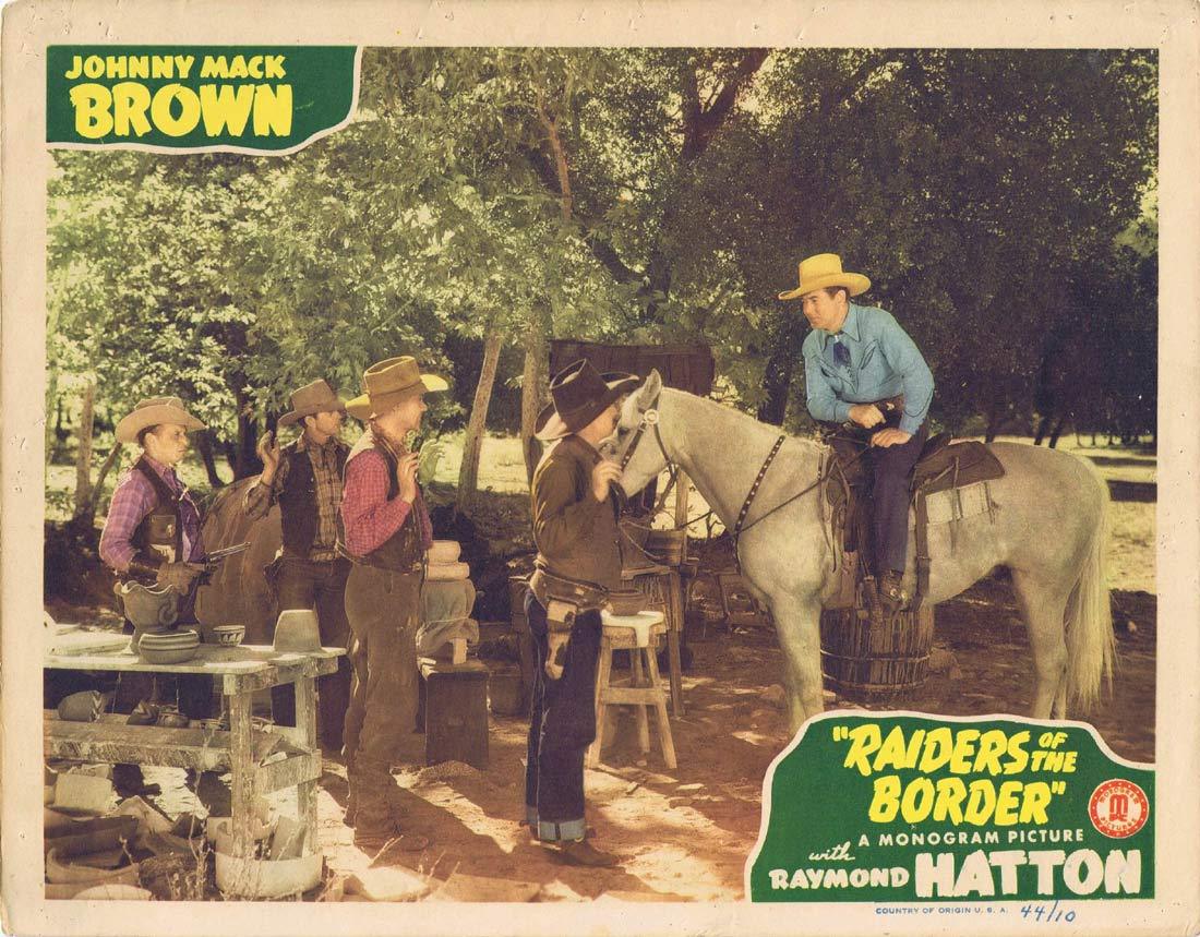 RAIDERS OF THE BORDER Original Lobby Card 3 Johnny Mack Brown Raymond Hatton Craig Woods 1944