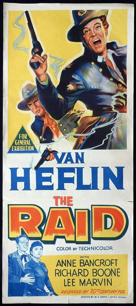 THE RAID Original daybill Movie Poster Van Heflin Anne Bancroft Richard Boone