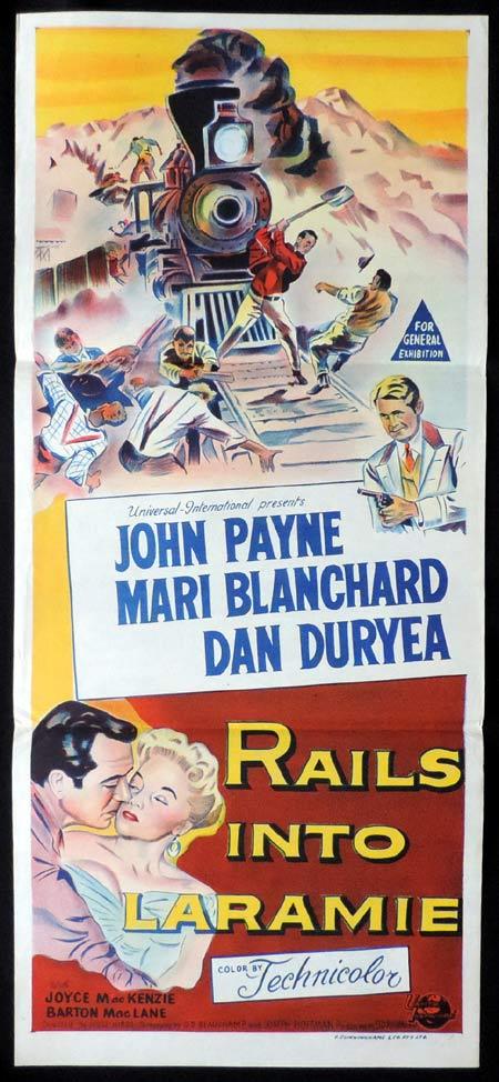 RAILS INTO LARAMIE Original Daybill Movie Poster Mari Blanchard John Payne