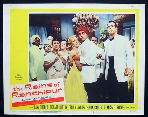 THE RAINS OF RANCHIPUR Original Lobby Card 2 Lana Turner Richard Burton