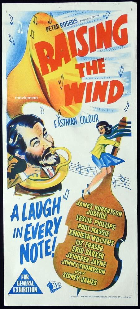 RAISING THE WIND Original Daybill Movie Poster Leslie Phillips James Robertson Justice