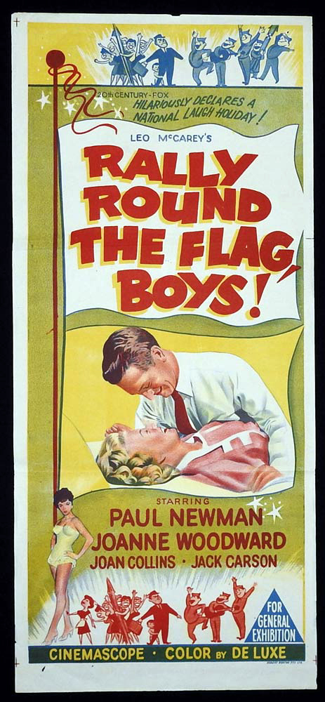 RALLY ROUND THE FLAG BOYS Original Daybill Movie Poster Joanne Woodward Paul Newman