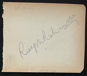 RALPH RICHARDSON – Autographed Album page