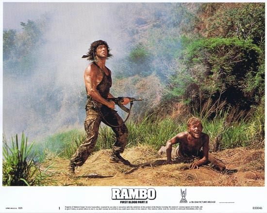 RAMBO FIRST BLOOD II Original US Lobby card 1 Sylvester Stallone