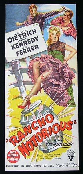 RANCHO NOTORIOUS 1952 Fritz Lang Marlene Dietrich Daybill Movie Poster