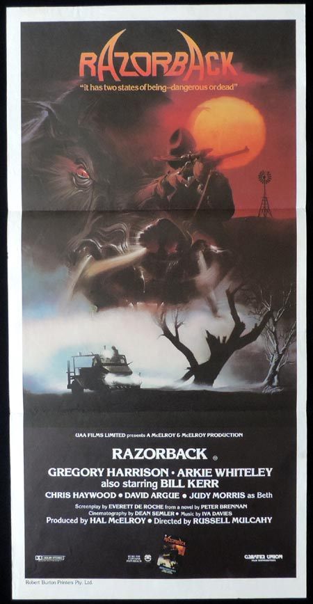 RAZORBACK Original Daybill Movie Poster Russell Mulcahy Arkie Whiteley