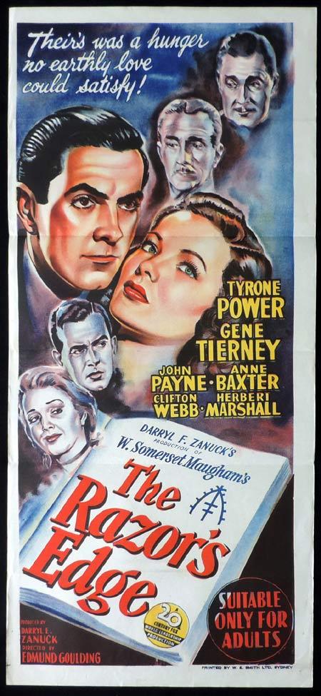 THE RAZOR’S EDGE Original Daybill Movie Poster Tyrone Power Gene Tierney