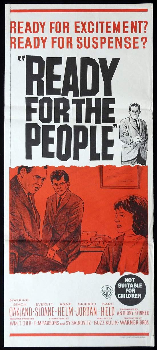 READY FOR THE PEOPLE Original Daybill Movie Poster Simon Oakland Everett Sloane Anne Helm