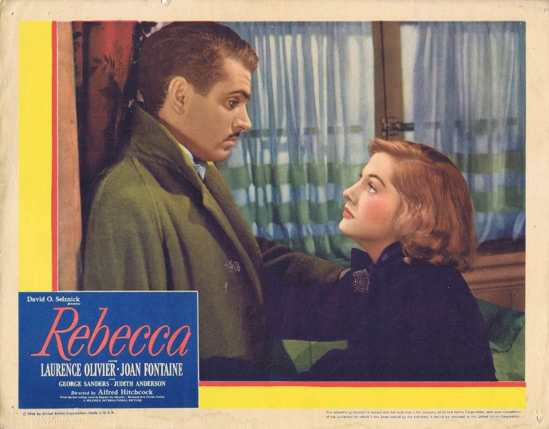 REBECCA Original Lobby Card Alfred Hitchcock Laurence Olivier Joan Fontaine 1946r
