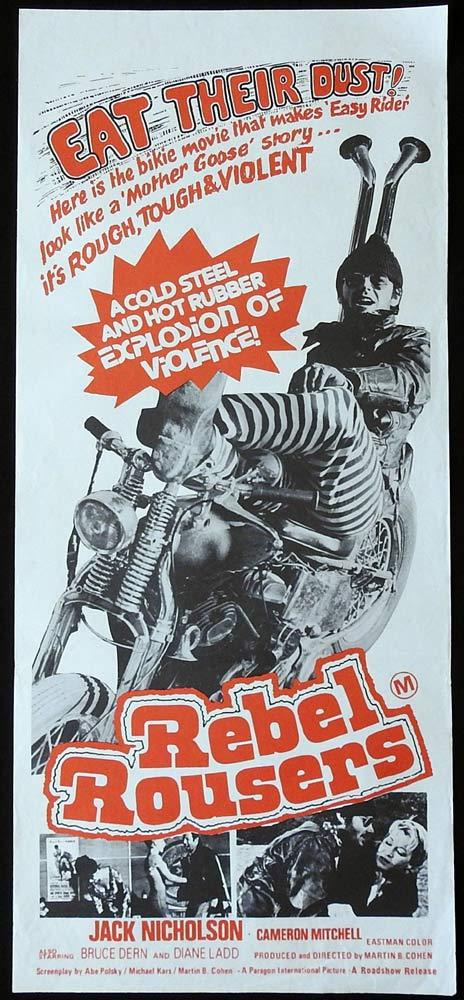 REBEL ROUSERS Original Daybill Movie poster Jack Nicholson Motorcycle Biker