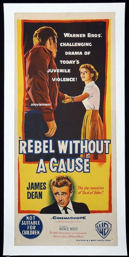 REBEL WITHOUT A CAUSE Original LINEN BACKED Daybill Movie Poster James Dean
