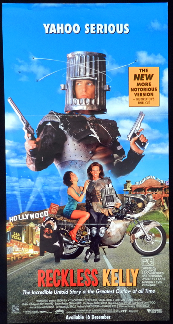 RECKLESS KELLY DIRECTORS CUT 1993 Yahoo Serious Biker ORIGINAL Daybill Movie poster