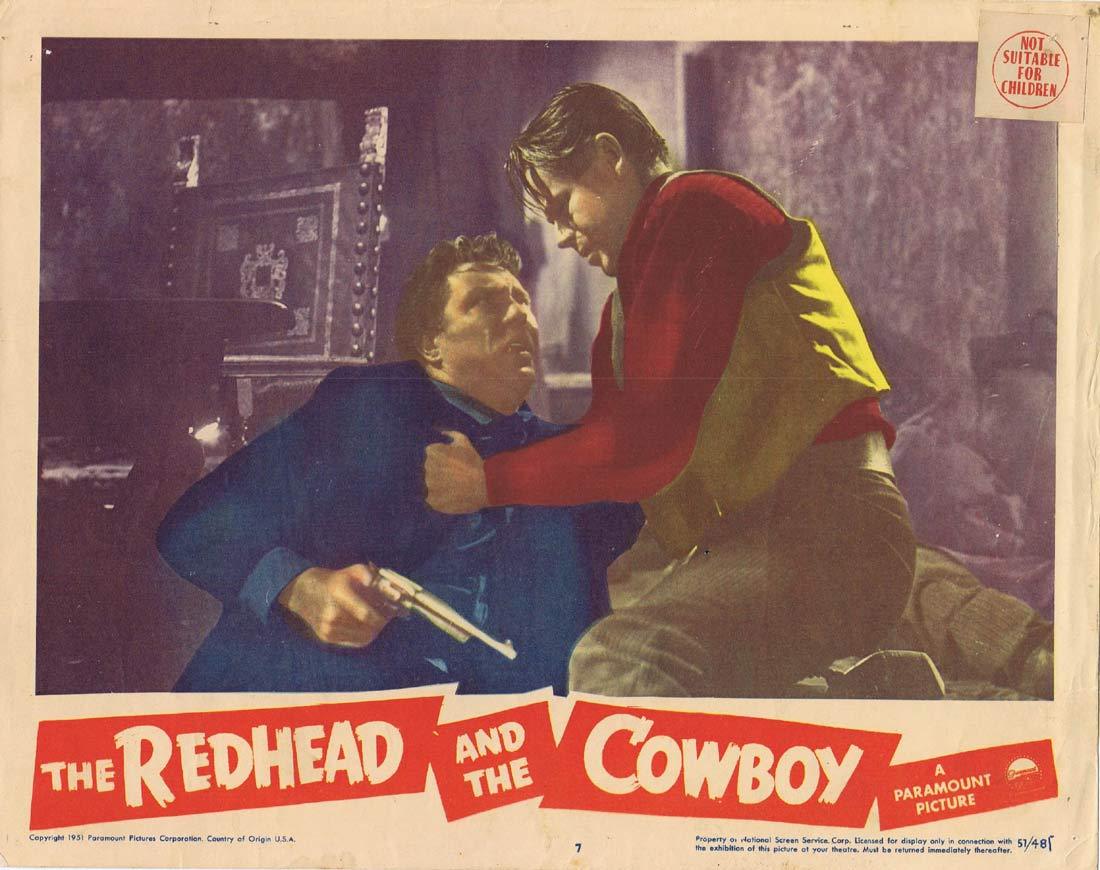 THE REDHEAD AND THE COWBOY Original Lobby Card Glenn Ford Edmond O’Brien Rhonda Fleming