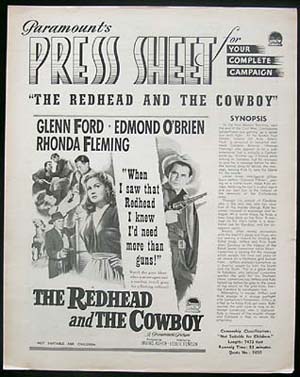 REDHEAD AND THE COWBOY Lobby Card #5 Glenn Ford Edmond O’Brien