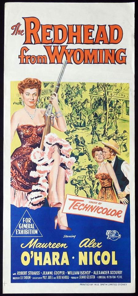 THE REDHEAD FROM WYOMING Original daybill Movie Poster Maureen O’Hara