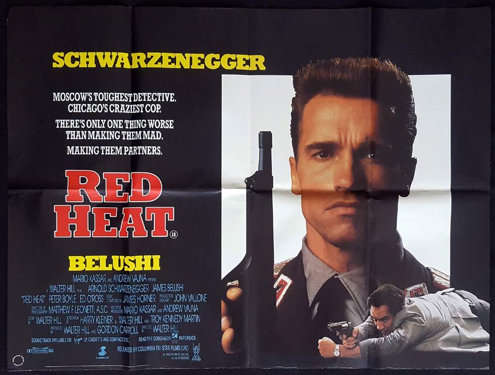 RED HEAT Original British Quad Movie poster Arnold Schwarzenegger Walter Hill
