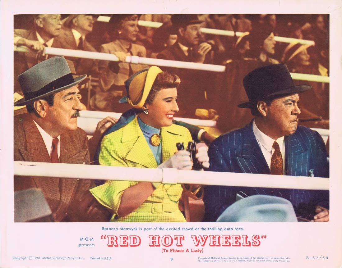 RED HOT WHEELS aka TO PLEASE A LADY Lobby Card 8 Barbara Stanwyck 1962r