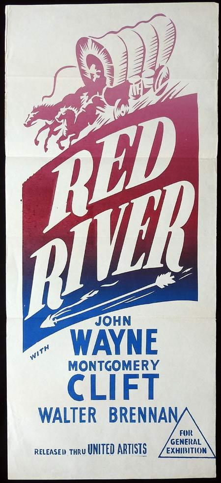 RED RIVER Original 1950s Daybill Movie Poster John Wayne Montgomery Clift