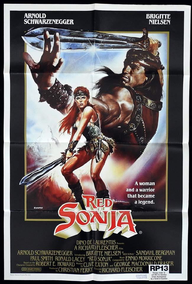RED SONJA Original One sheet Movie poster Arnold Schwarzenegger