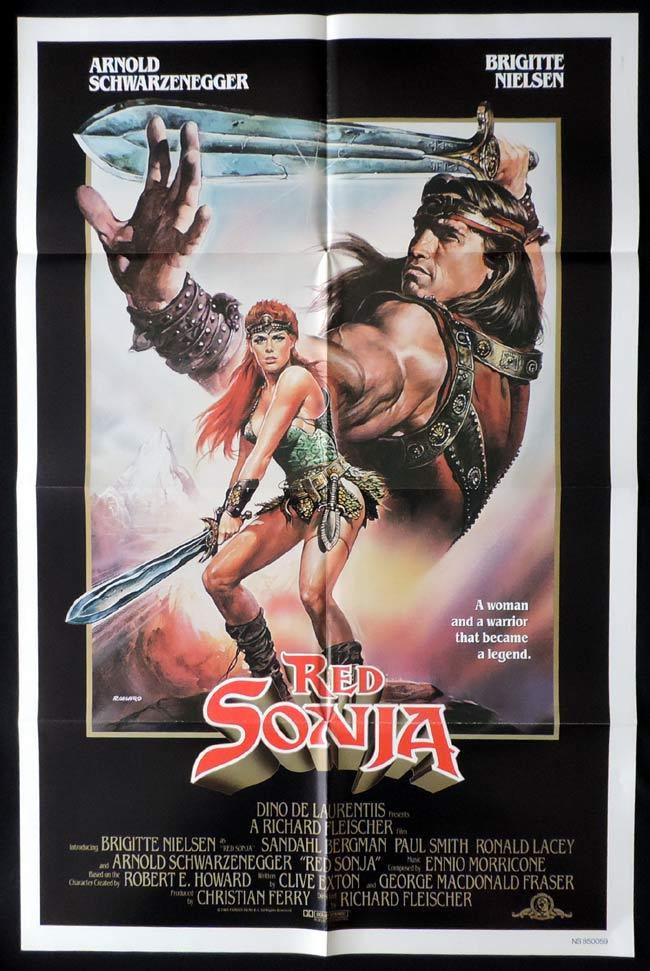 RED SONJA Original One sheet Movie Poster Brigitte Nielsen Arnold Schwarzenegger