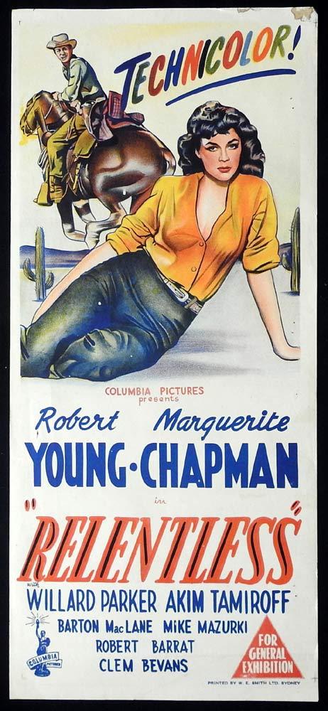 RELENTLESS Original Daybill Movie poster Robert Young Marguerite Chapman