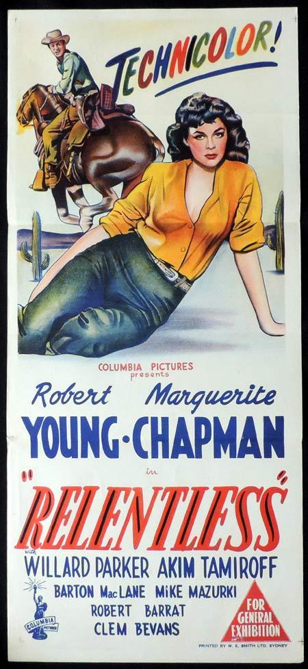 RELENTLESS Original Daybill Movie Poster Marguerite Chapman Robert Young