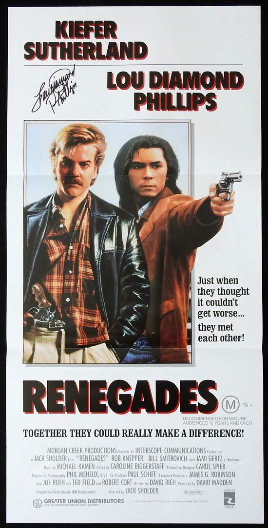 RENEGADES Original Daybill Movie Poster Autographed by Lou Diamond Phillips