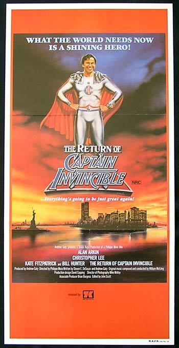 RETURN OF CAPTAIN INVINCIBLE 1983 Alan Arkin AUSTRALIAN MADE FILM RARE Daybill