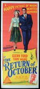 THE RETURN OF OCTOBER Original Daybill Movie Poster Terry Moore Glenn Ford