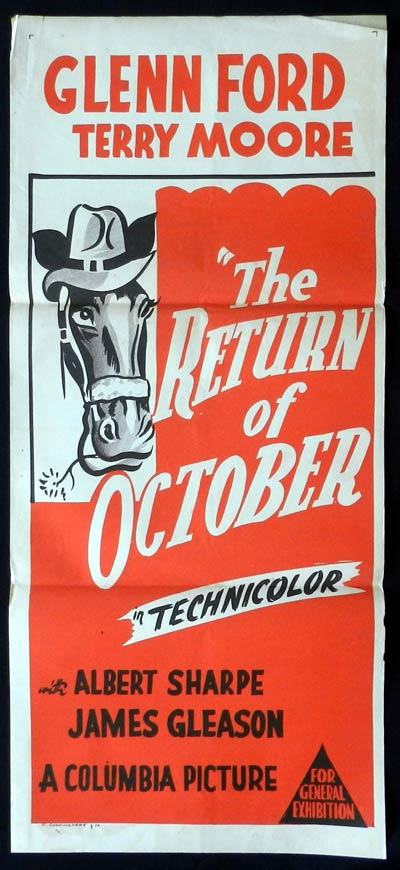 RETURN OF OCTOBER 50sr Daybill Movie poster Glenn Ford