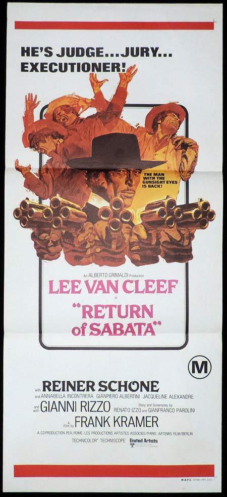 RETURN OF SABATA Original Daybill Movie Poster Lee Van Cleef Spaghetti Western