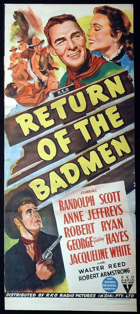 RETURN OF THE BAD MEN Original Daybill Movie Poster RKO Randolph Scott