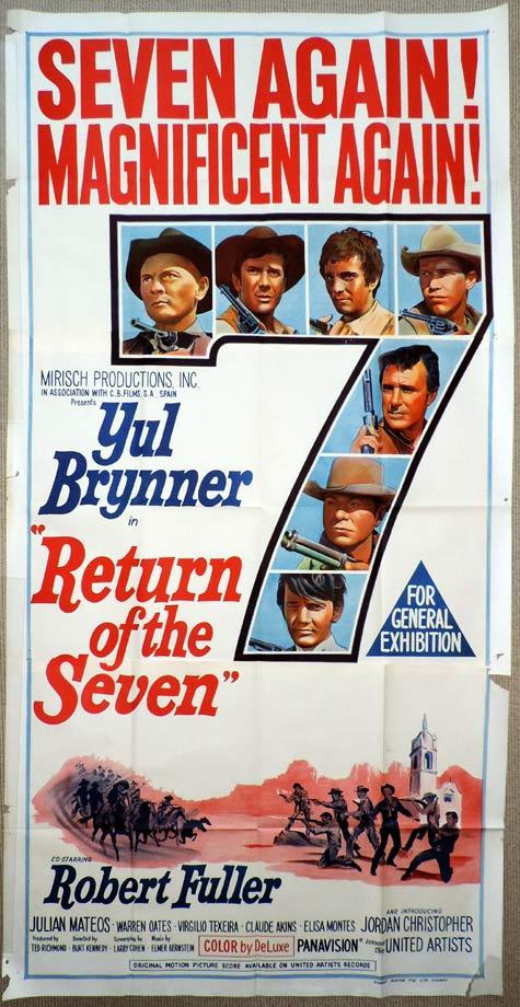 RETURN OF THE SEVEN Original 3 Sheet Movie Poster Yul Brynner
