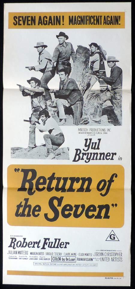 RETURN OF THE SEVEN Original Daybill Movie Poster Yul Brynner 70sr