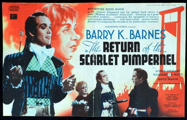 RETURN OF THE SCARLET PIMPERNEL 1939 Barry K.Barnes VINTAGE Original Movie Trade Ad
