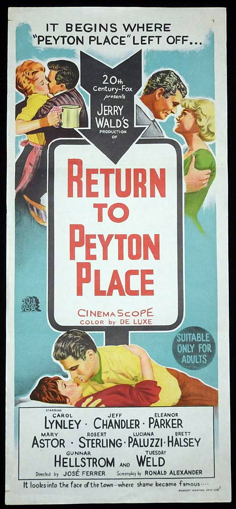 RETURN TO PEYTON PLACE Original Daybill Movie Poster Carol Lynley Jeff Chandler