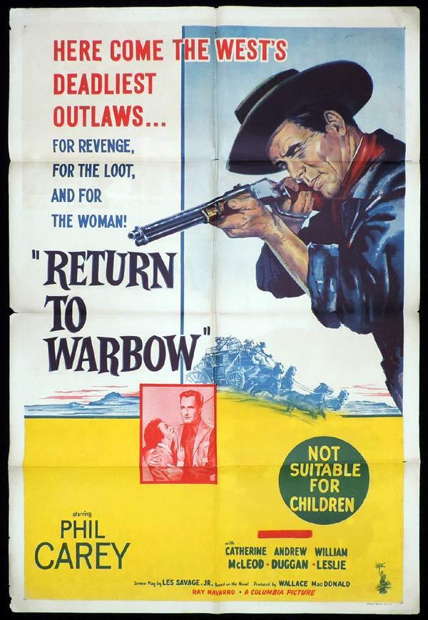 RETURN TO WARBOW One Sheet Movie Poster Phil Carey Western