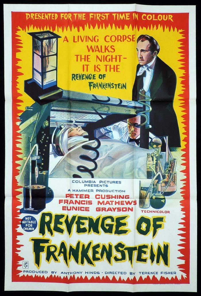 REVENGE OF FRANKENSTEIN One sheet Movie poster HAMMER HORROR Peter Cushing