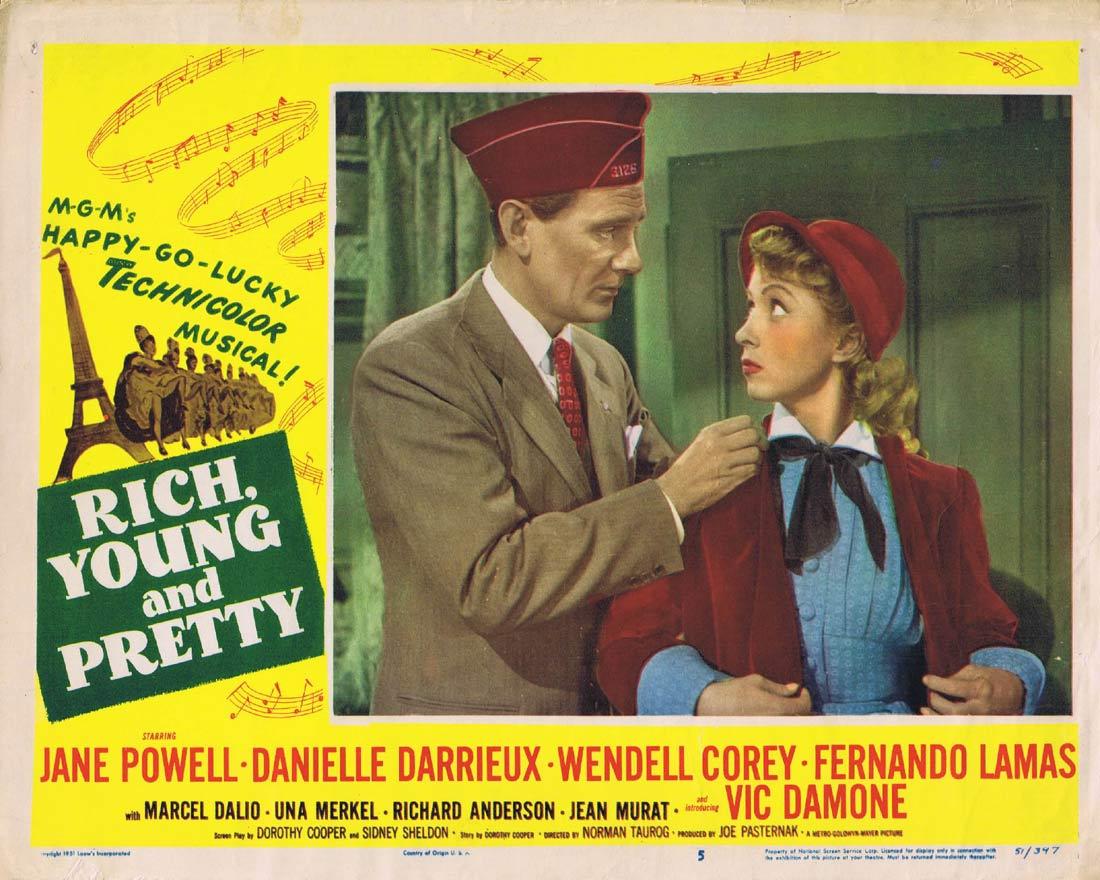 RICH YOUNG AND PRETTY Lobby Card 5 Jane Powell Danielle Darrieux Wendell Corey