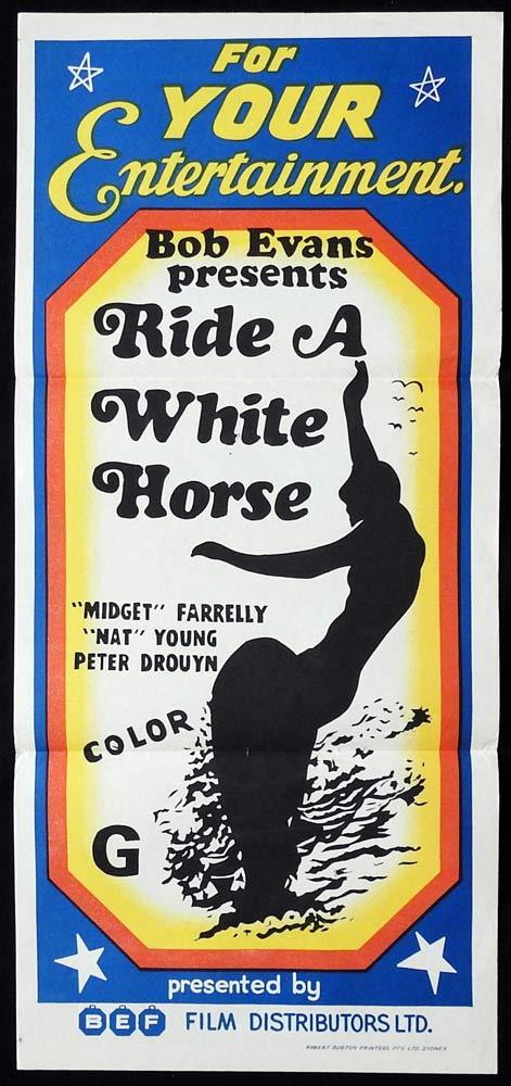 RIDE A WHITE HORSE Daybill Movie poster SURFING Bob Evans Midget Farrelly 70s