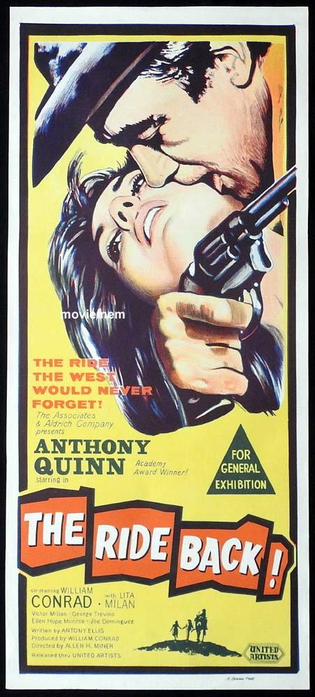 THE RIDE BACK Original Daybill Movie Poster Anthony Quinn William Conrad