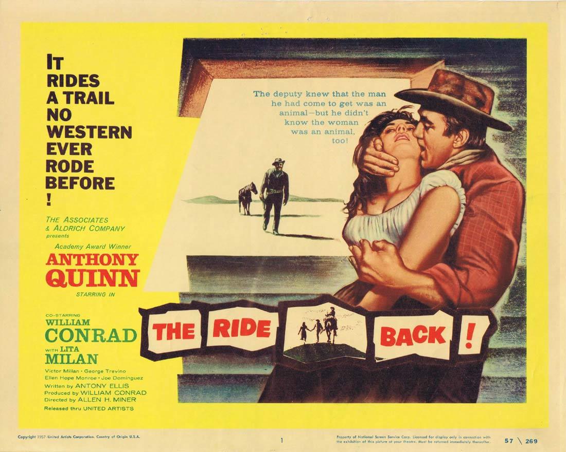 THE RIDE BACK 1957 Anthony Quinn William Conrad Title Lobby card