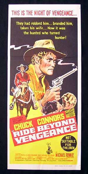RIDE BEYOND VENGEANCE Chuck Connors RARE Daybill Movie poster