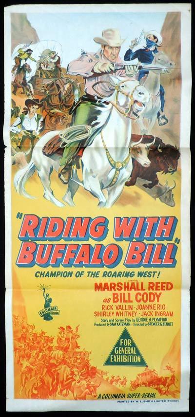 RIDING WITH BUFFALO BILL Daybill Movie Poster Marshall Reed Columbia Serial