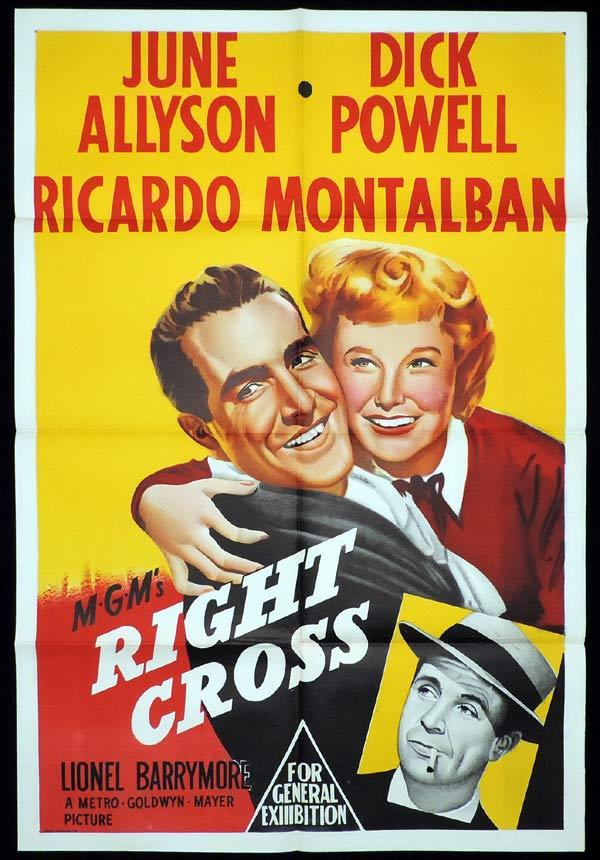RIGHT CROSS One Sheet Movie Poster Dick Powell Ricardo Montalban Boxing