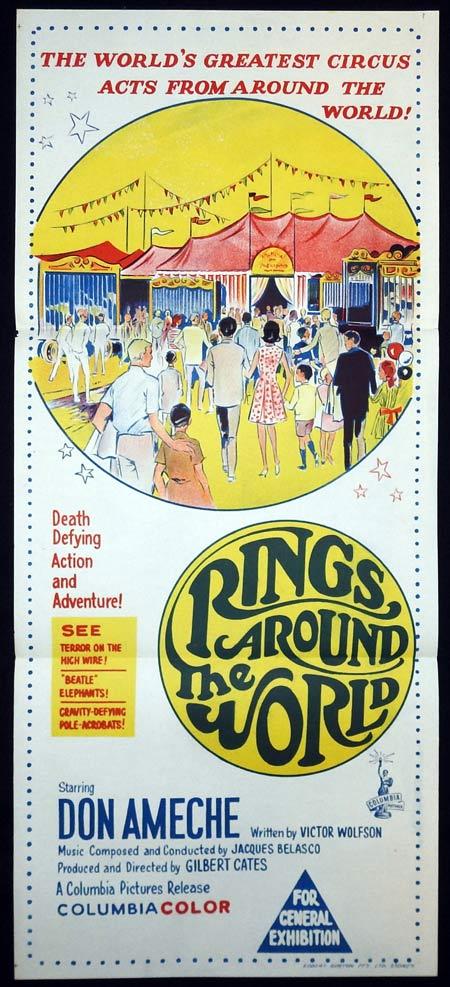 RINGS AROUND THE WORLD Original Daybill Movie Poster Don Ameche Circus Trapeze