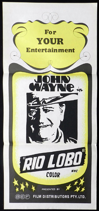RIO LOBO John Wayne 70sr RARE Daybill Movie poster